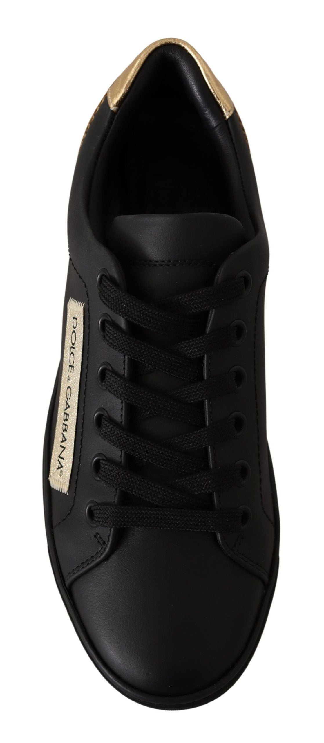 Dolce & Gabbana Chic sorte og guld low-top lædersneakers
