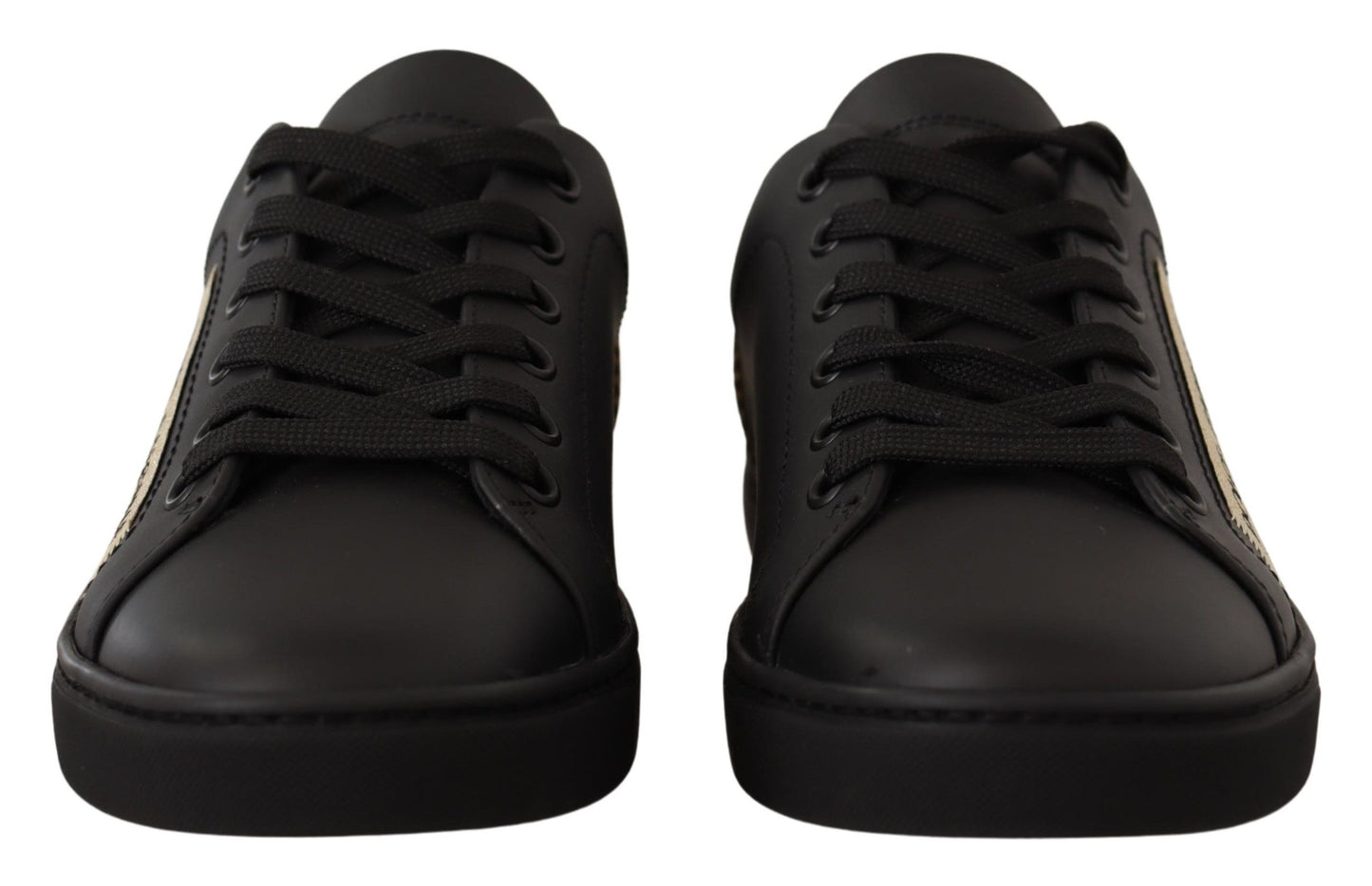 Dolce & Gabbana Chic sorte og guld low-top lædersneakers
