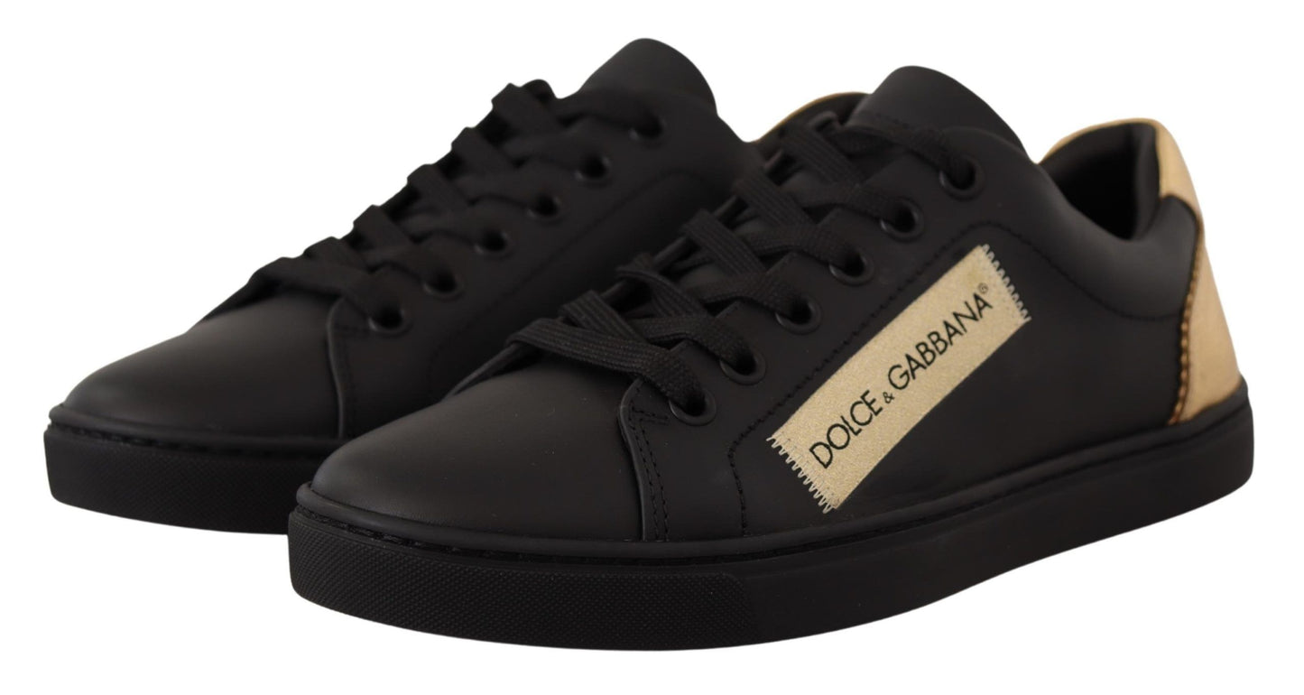 Dolce & Gabbana Chic sorte og guld low-top lædersneakers