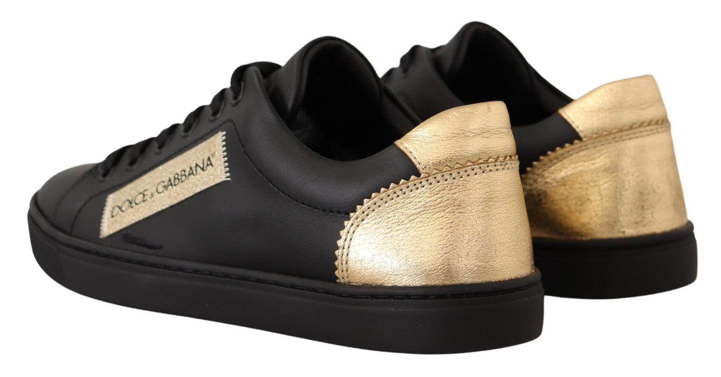 Dolce & Gabbana Chic sorte og guld low-top lædersneakers