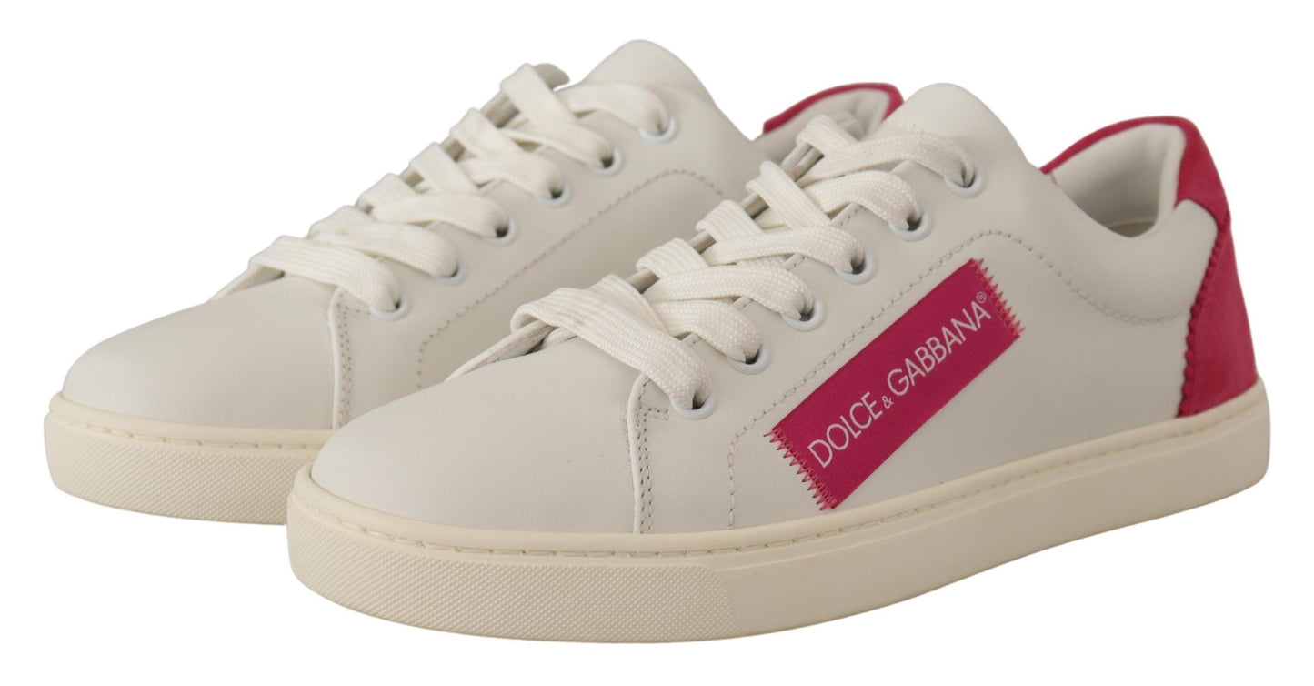 Dolce & Gabbana Elegante Hvide Læder Low-Top Sneakers
