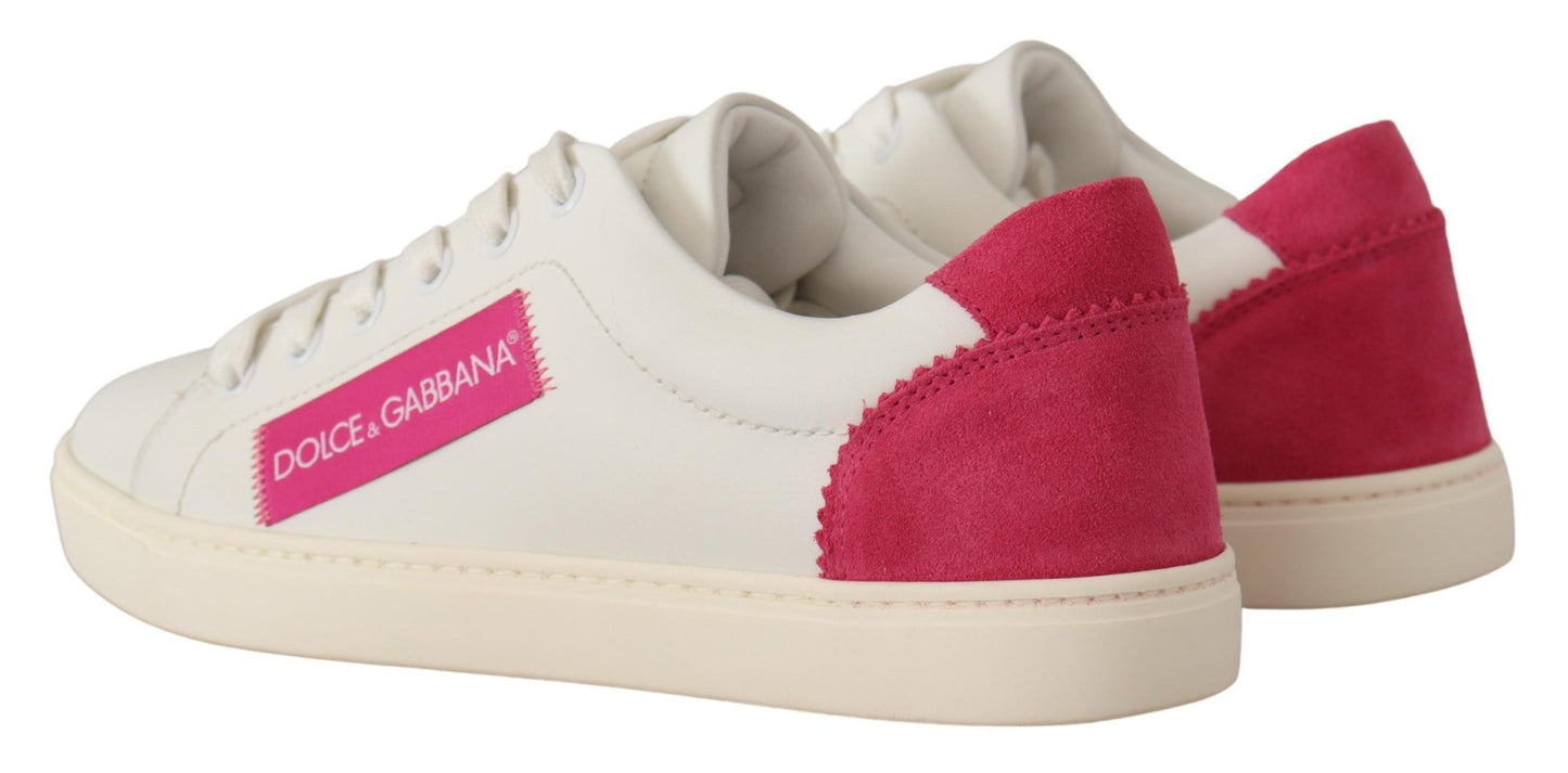 Dolce & Gabbana Elegante Hvide Læder Low-Top Sneakers