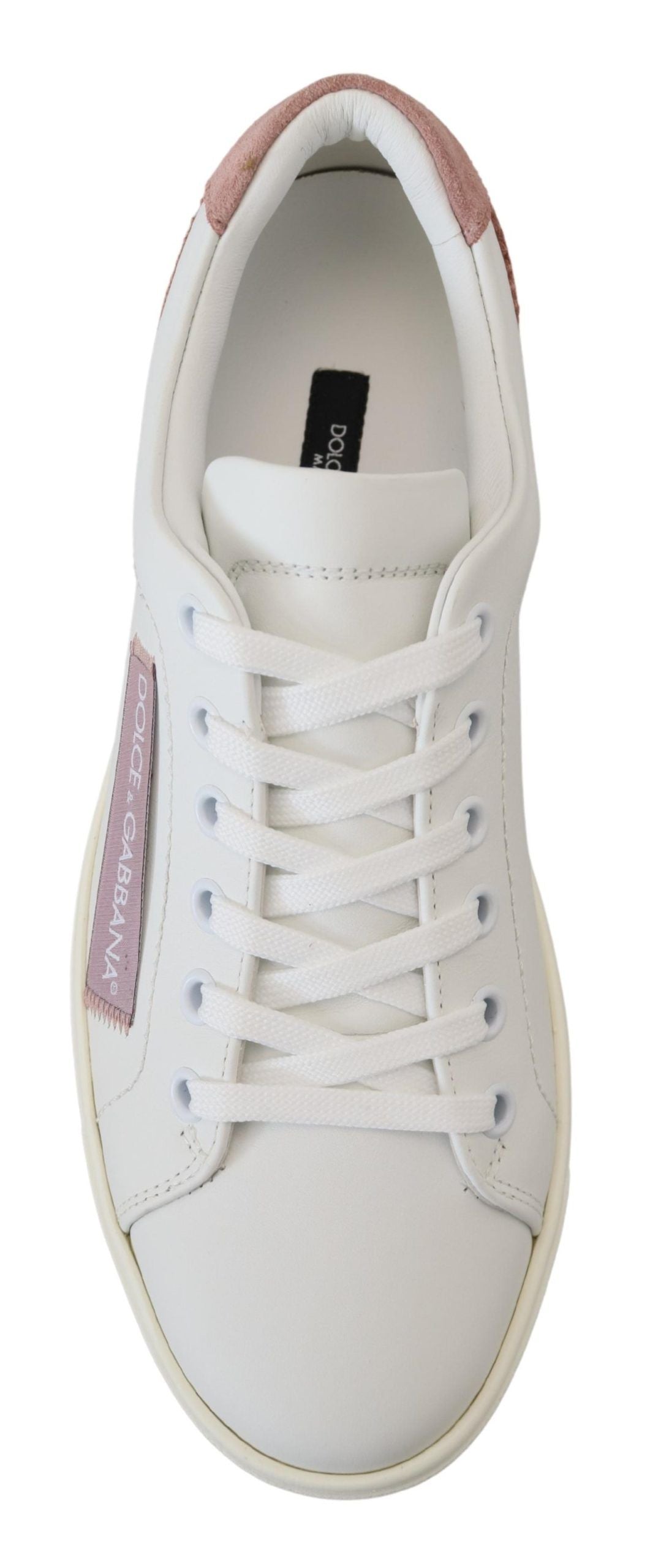Dolce & Gabbana Chic Hvide Pink Læder Low-Top Sneakers