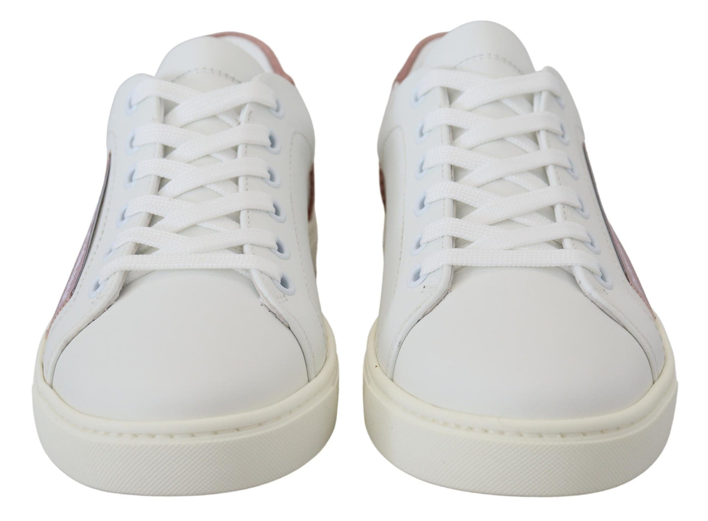 Dolce & Gabbana Chic Hvide Pink Læder Low-Top Sneakers