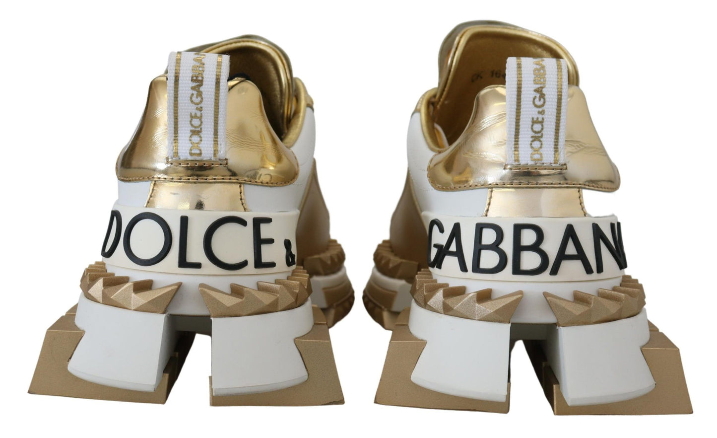 Dolce & Gabbana Elegante Hvide og Guld Lædersneakers