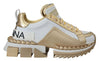 Dolce & Gabbana Elegante Hvide og Guld Lædersneakers