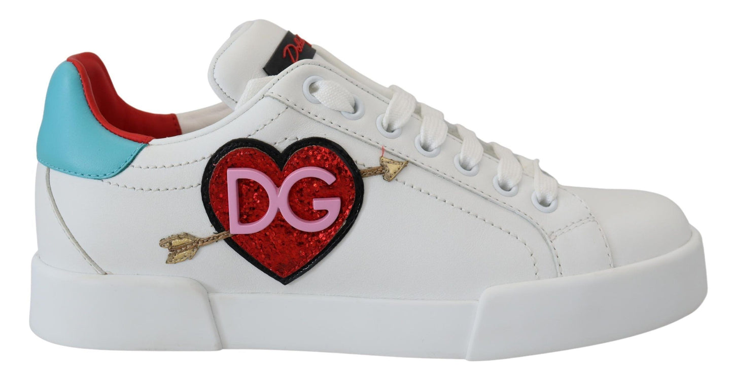 Dolce & Gabbana Elegante Hvide Portofino Lædersneakers