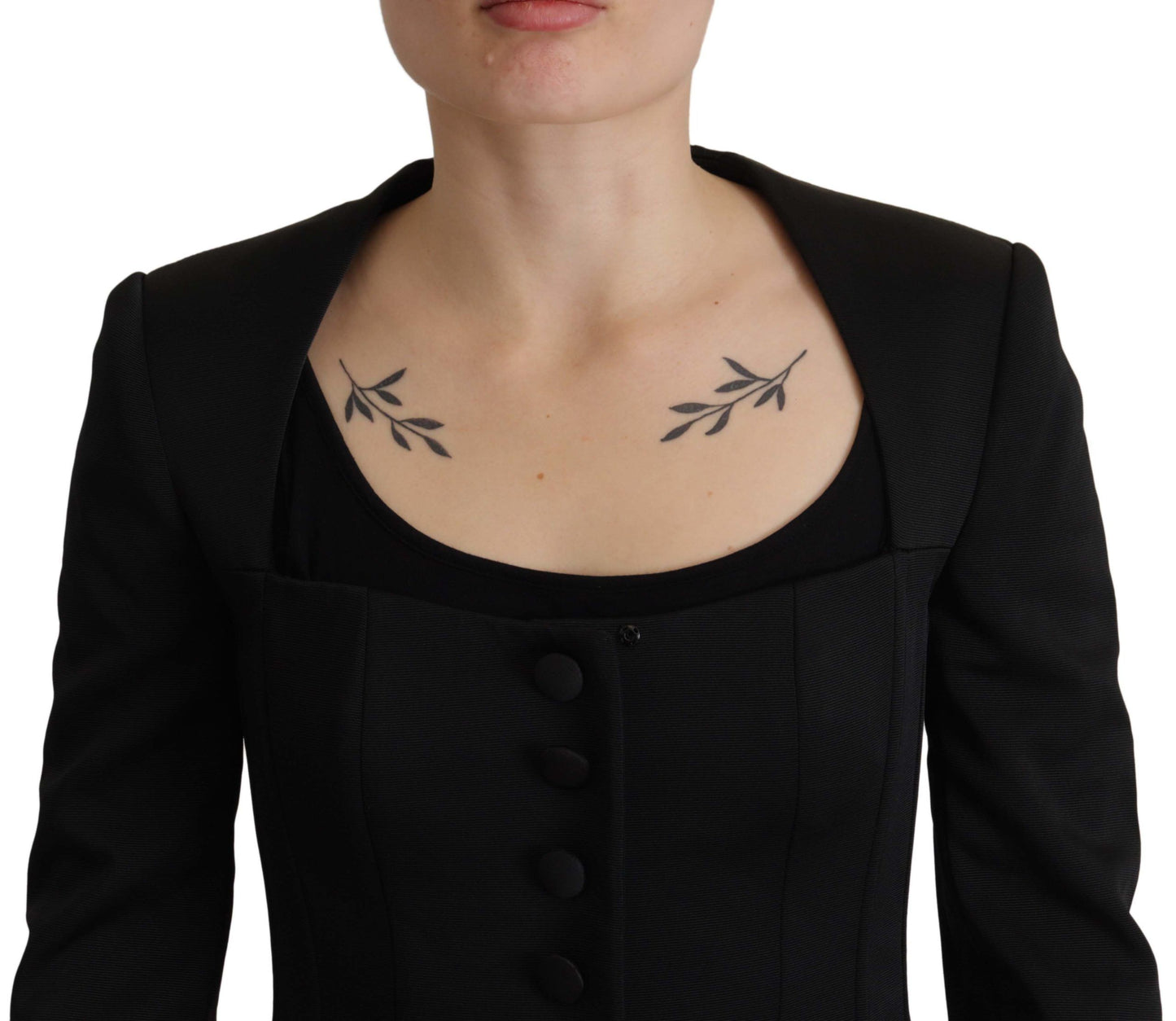 Dolce & Gabbana Sleek Sort Trykknapjakke med Silkefor