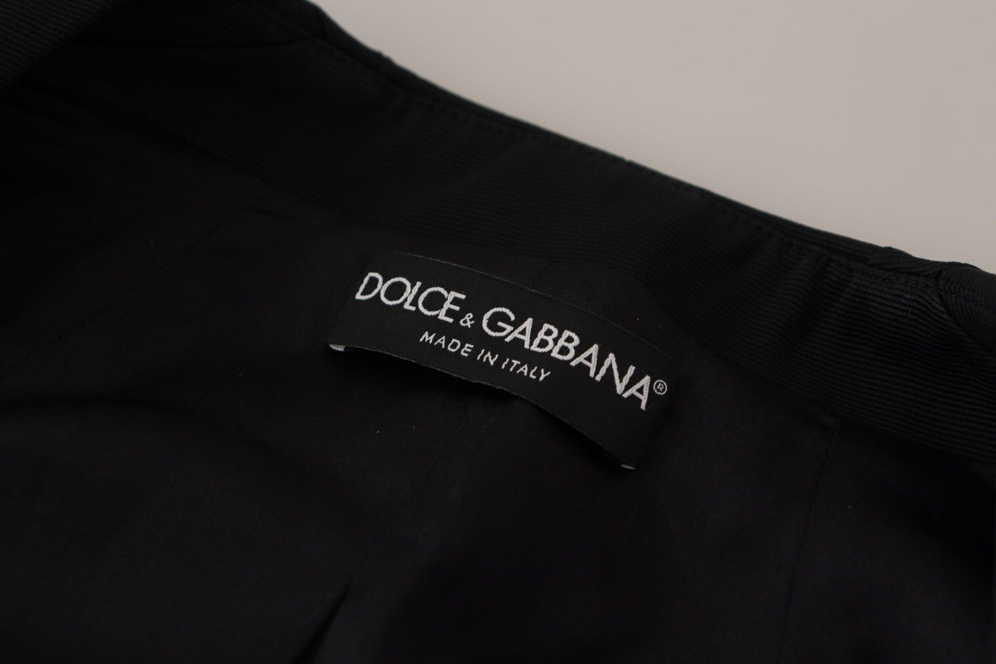 Dolce & Gabbana Sleek Sort Trykknapjakke med Silkefor