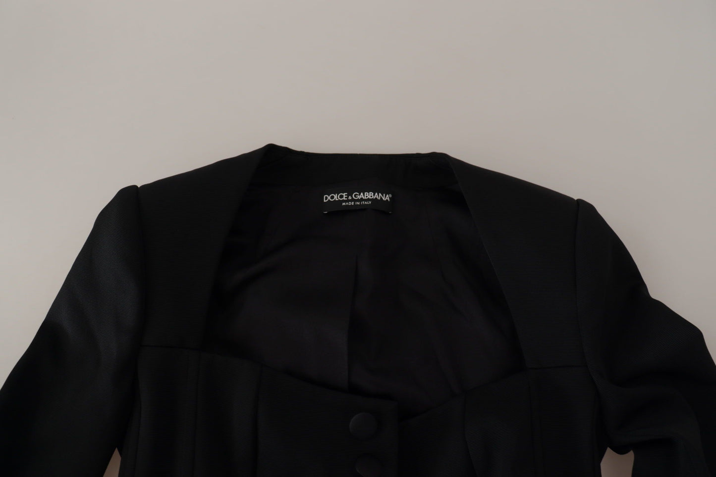 Dolce & Gabbana Sleek Sort Trykknapjakke med Silkefor