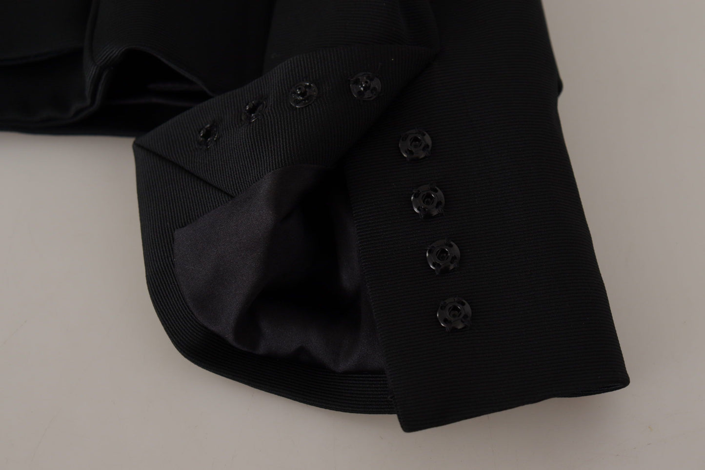 Dolce & Gabbana Sleek Sort Trykknapjakke med Silkefor