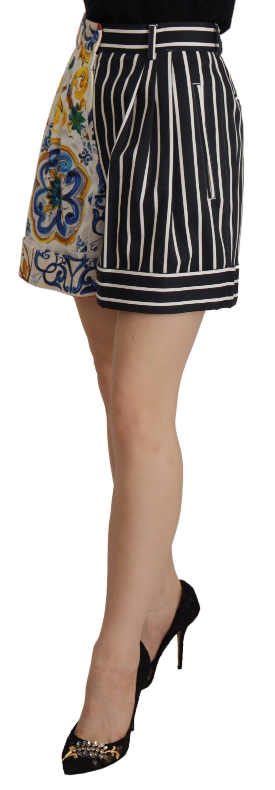 Dolce & Gabbana Majolica højtaljede designerbermudashorts