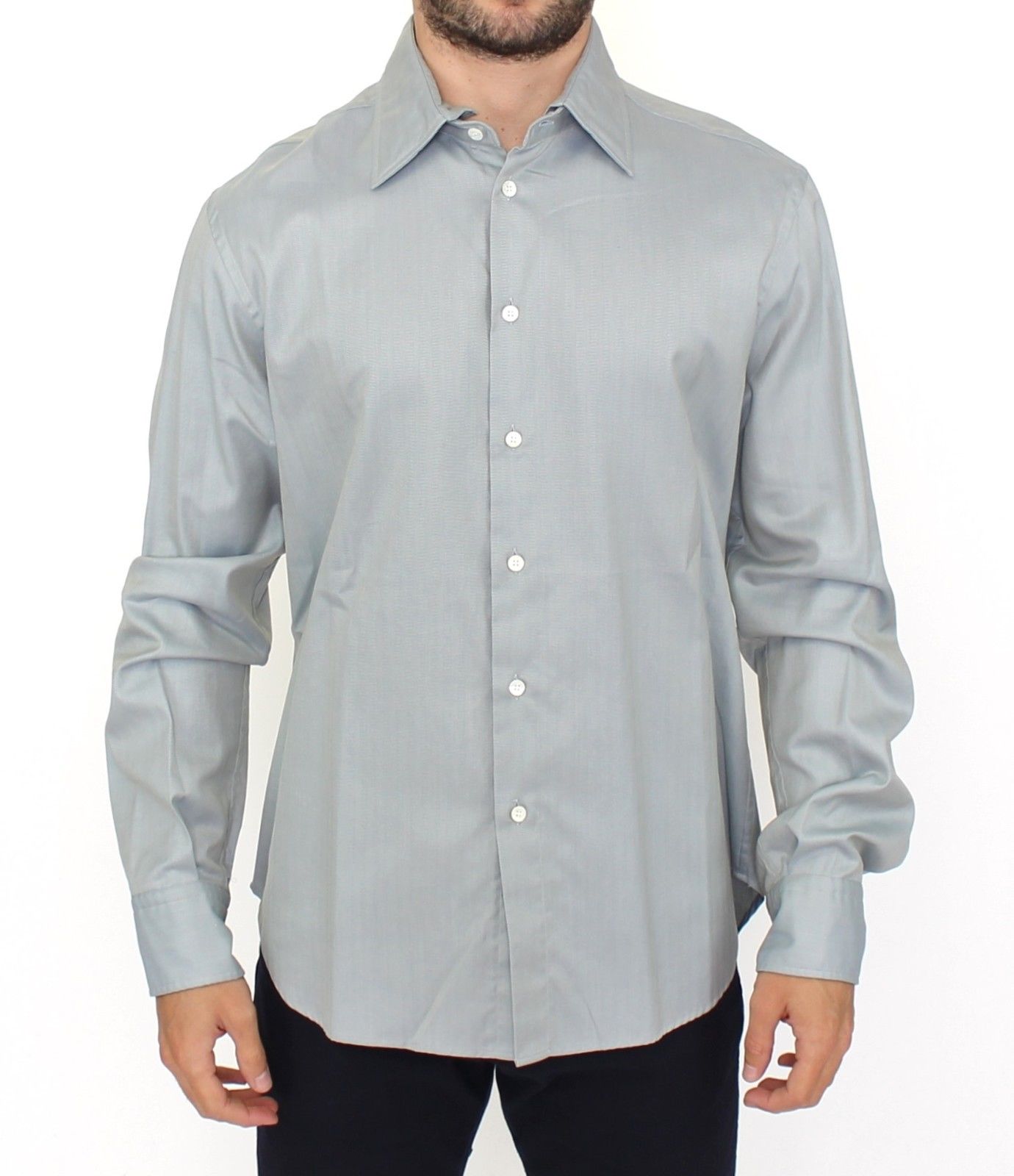 Ermanno Scervino Elegance Unleashed Grå Casual Skjorte med Knapper Foran