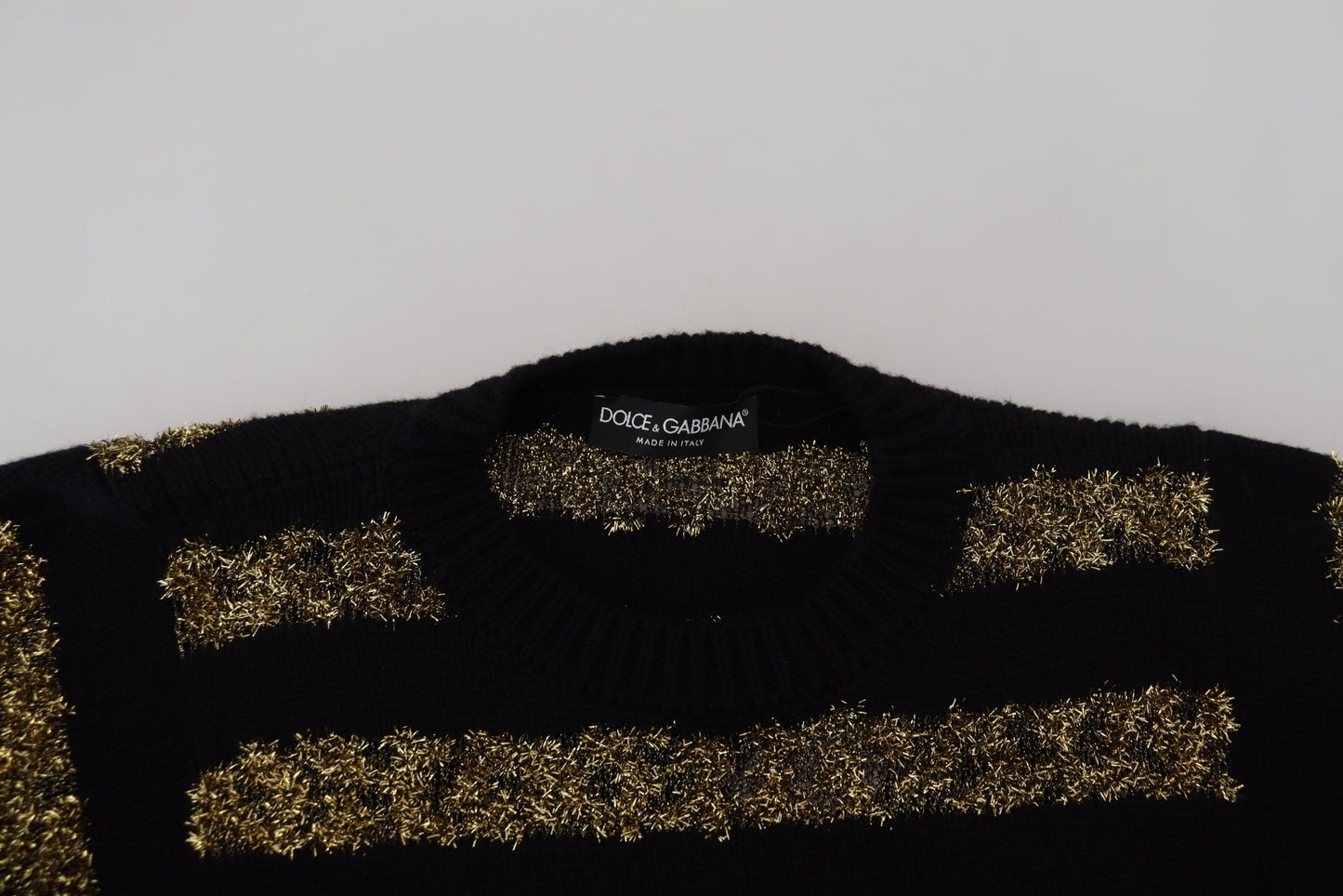 Dolce & Gabbana Elegant Sort og Guld Krystaltrøje