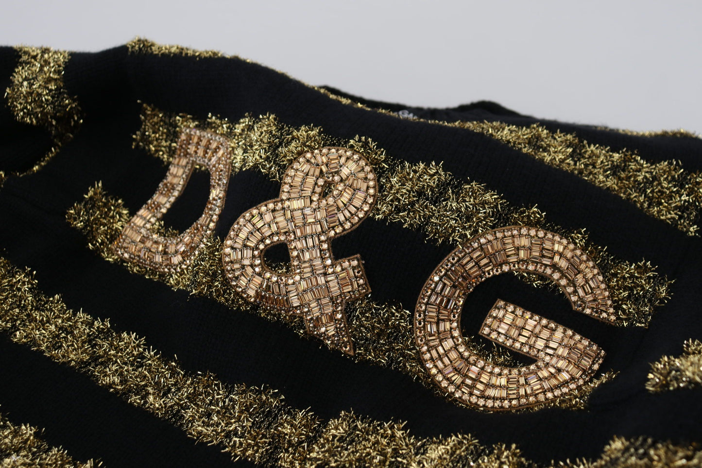 Dolce & Gabbana Elegant Sort og Guld Krystaltrøje