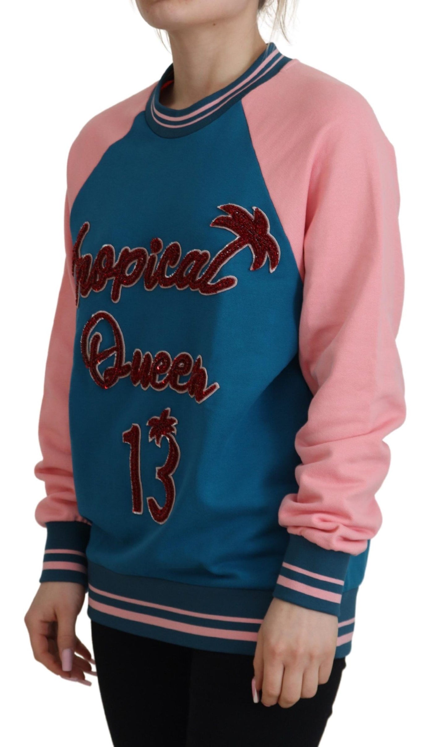Dolce & Gabbana Paillettet Tropical Queen Bomuldssweater