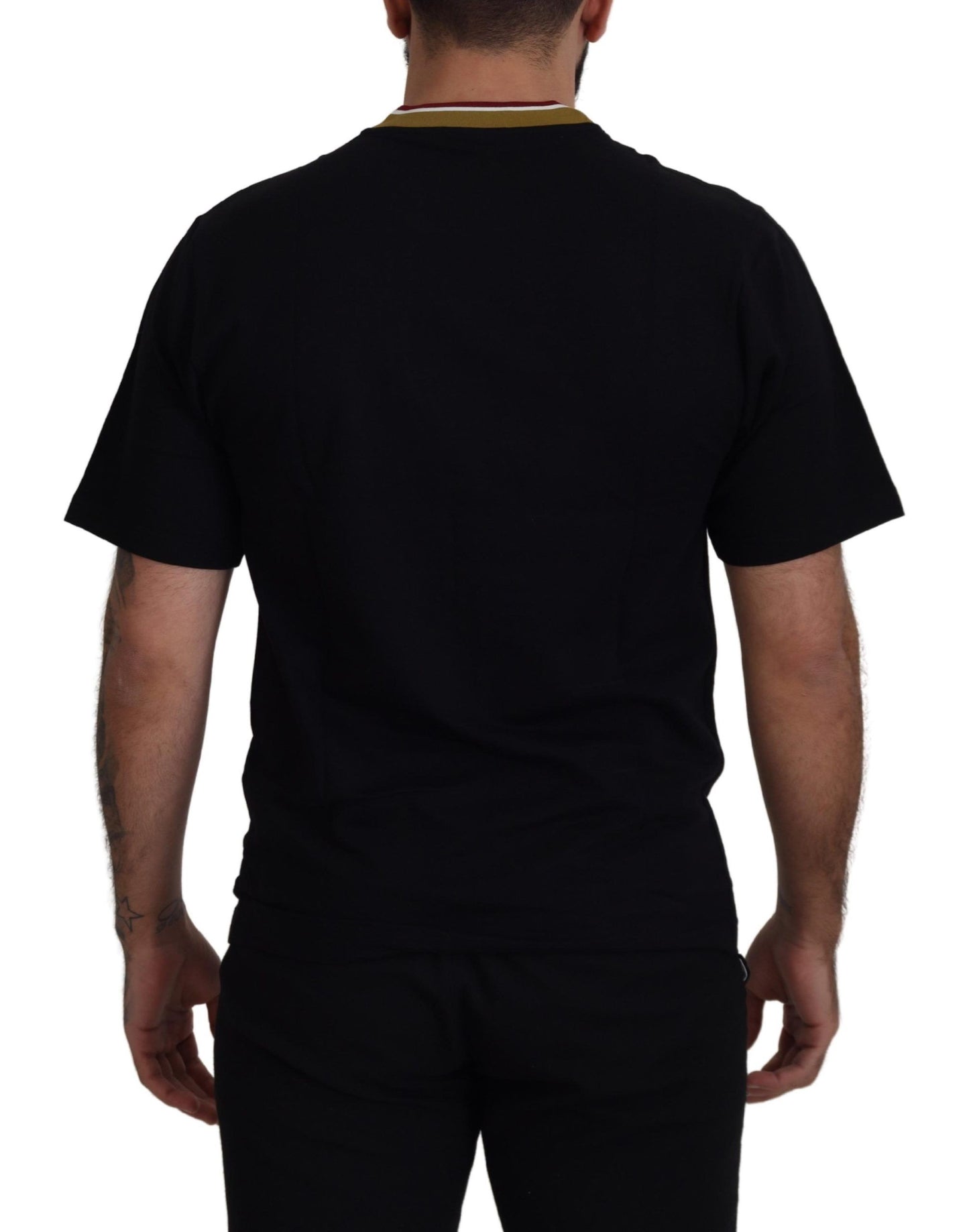 Dolce & Gabbana ikonisk sort bomulds-T-shirt med rund hals
