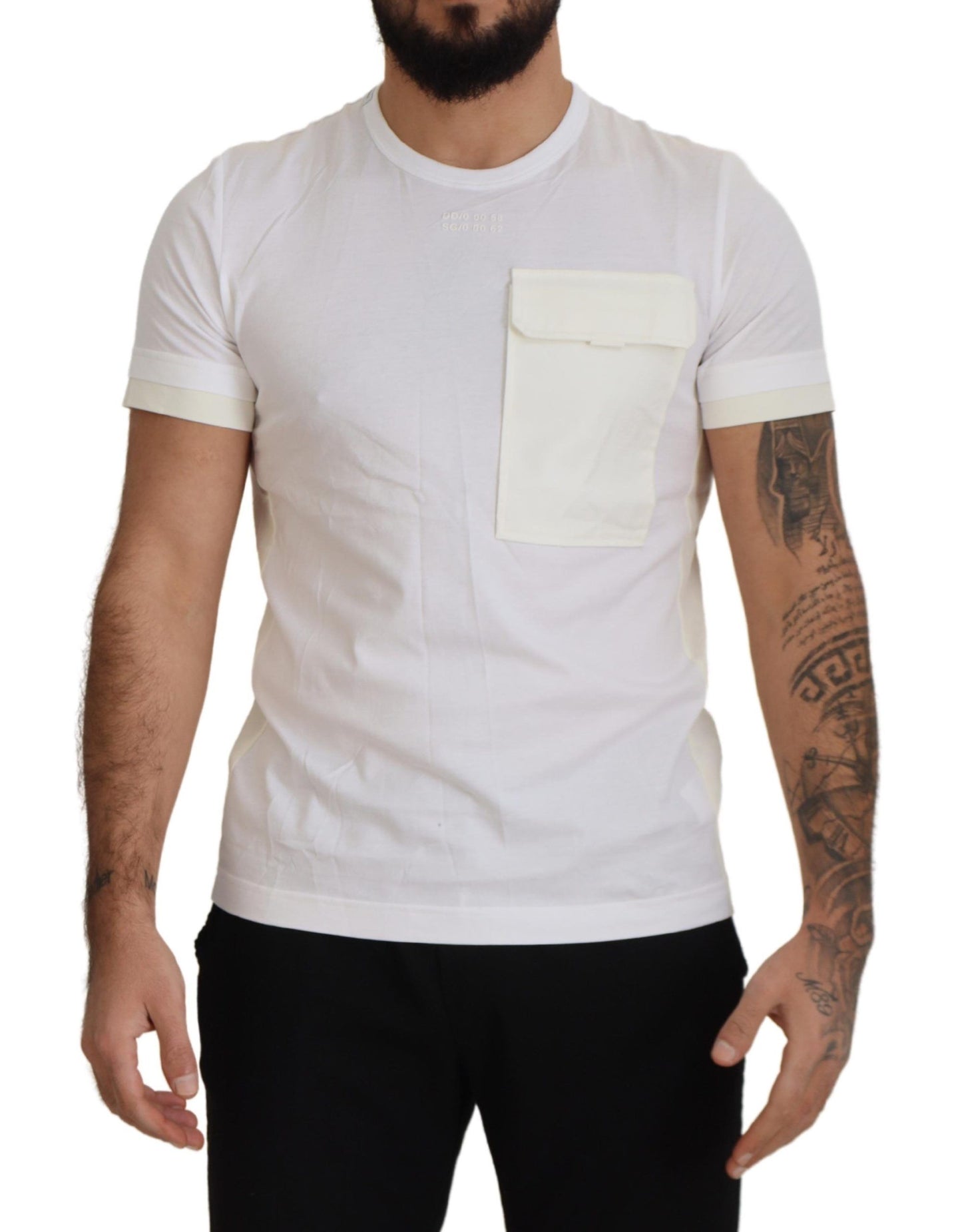 Dolce & Gabbana Elegant Hvid Bomulds-T-shirt med DG Brystlomme