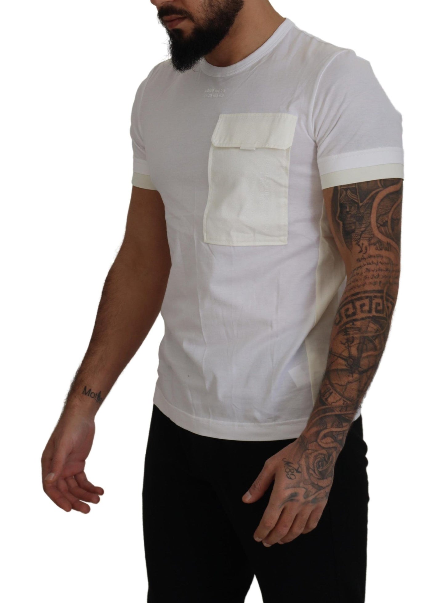 Dolce & Gabbana Elegant Hvid Bomulds-T-shirt med DG Brystlomme