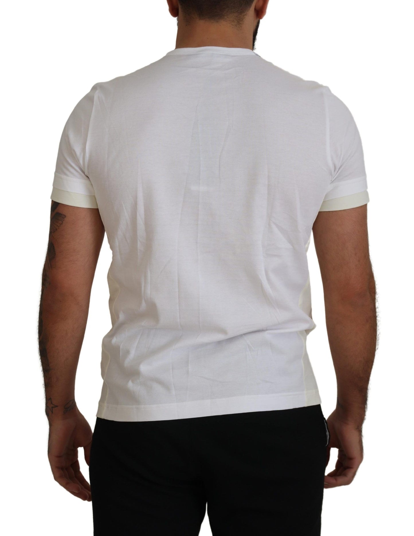 Dolce & Gabbana Elegant Hvid Bomulds-T-shirt med DG Brystlomme