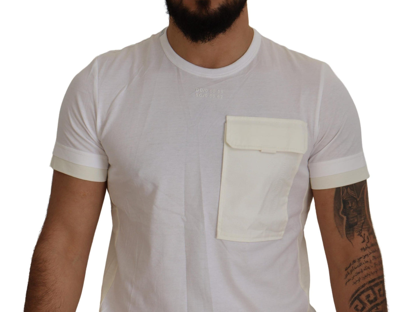Dolce & Gabbana Elegant Hvid Bomulds-T-shirt med DG Brystlomme