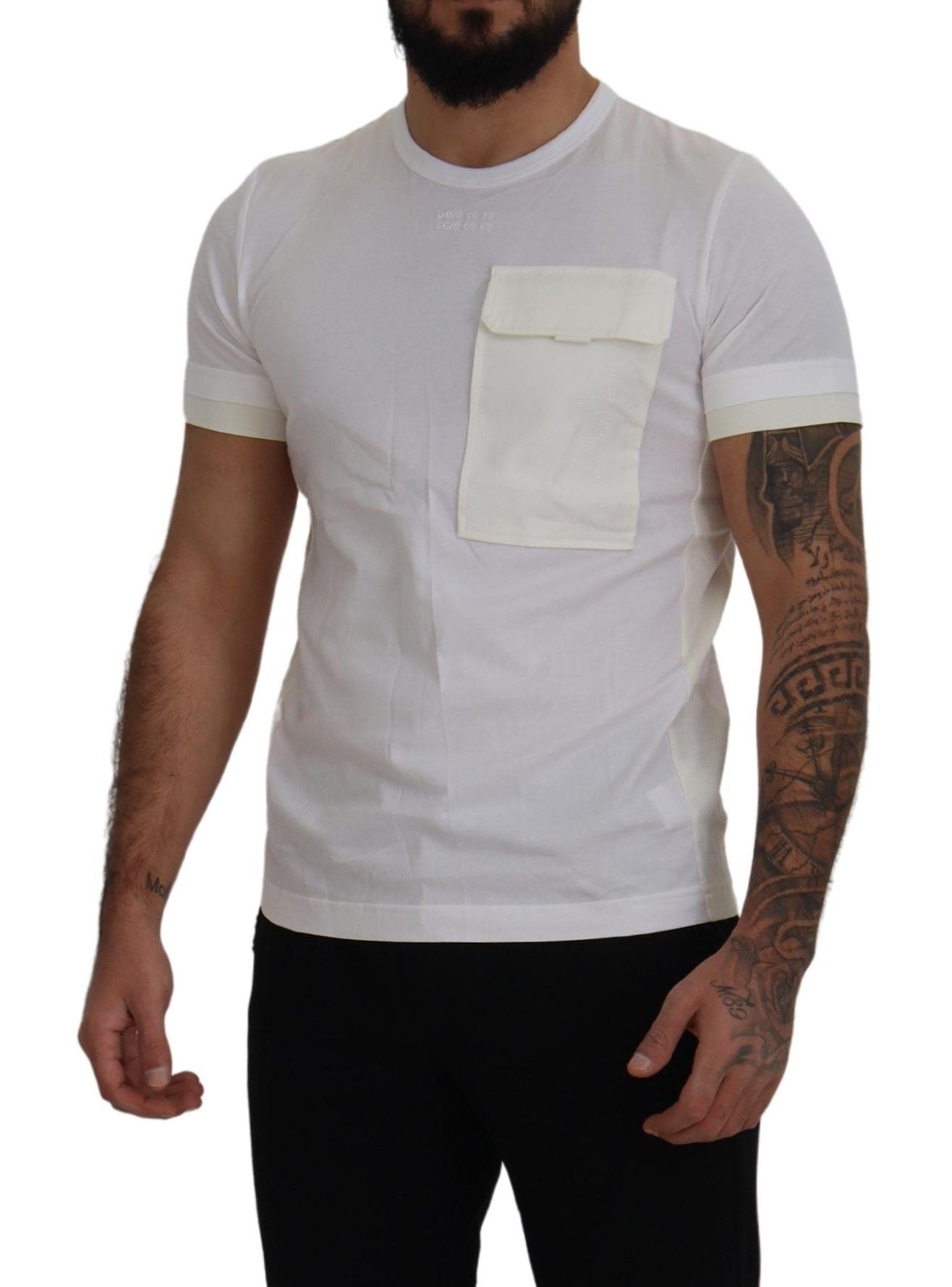 Dolce & Gabbana Elegant Hvid Bomulds-T-shirt med DG Brystlomme