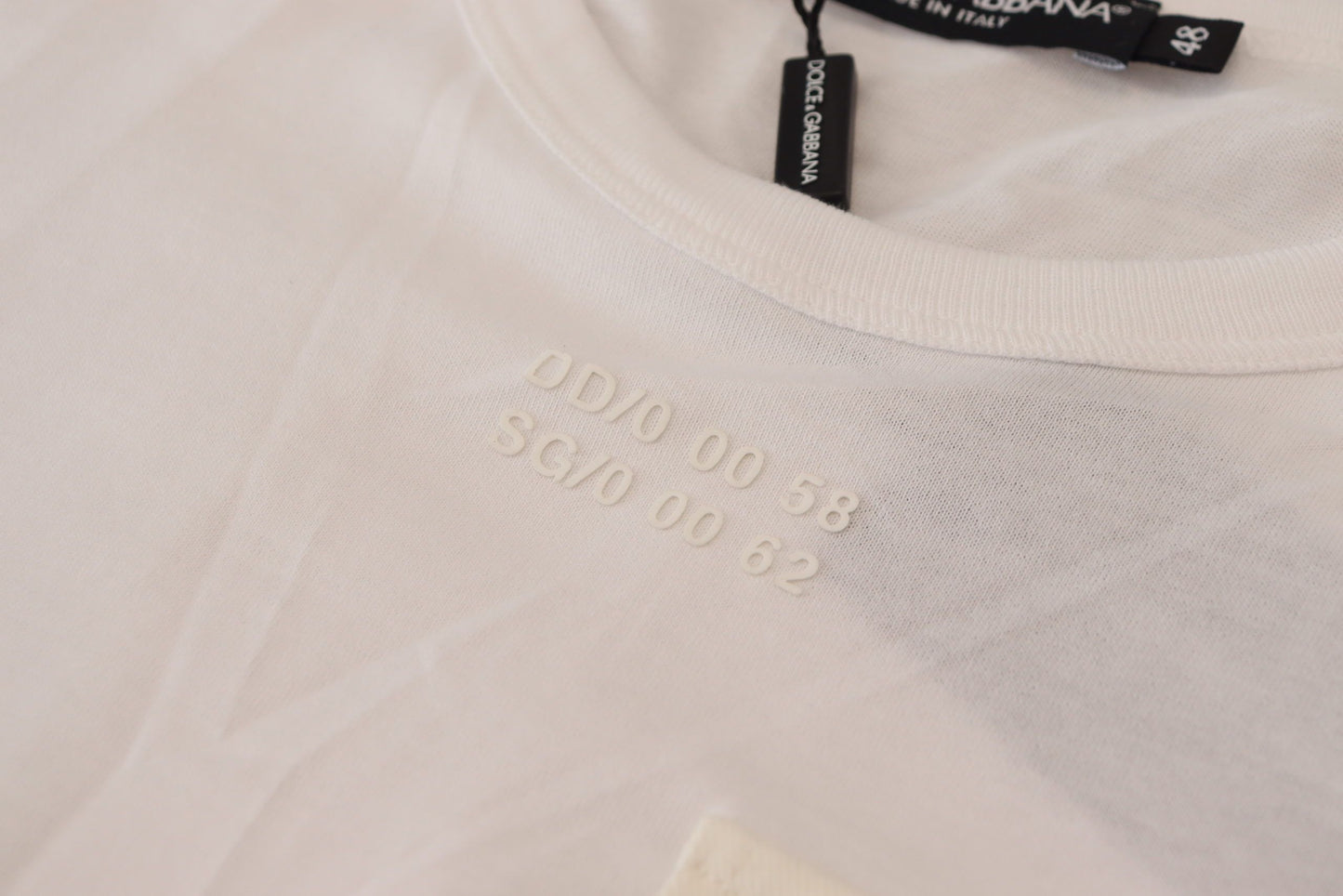 Dolce & Gabbana Elegant Hvid Bomulds-T-shirt med DG Brystlomme