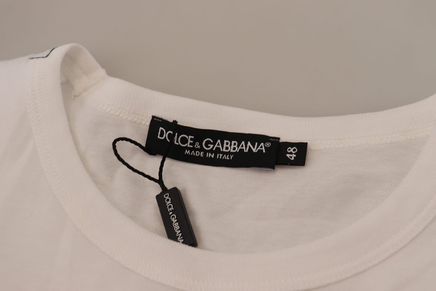 Dolce & Gabbana Elegant Hvid Bomulds-T-shirt med DG Brystlomme