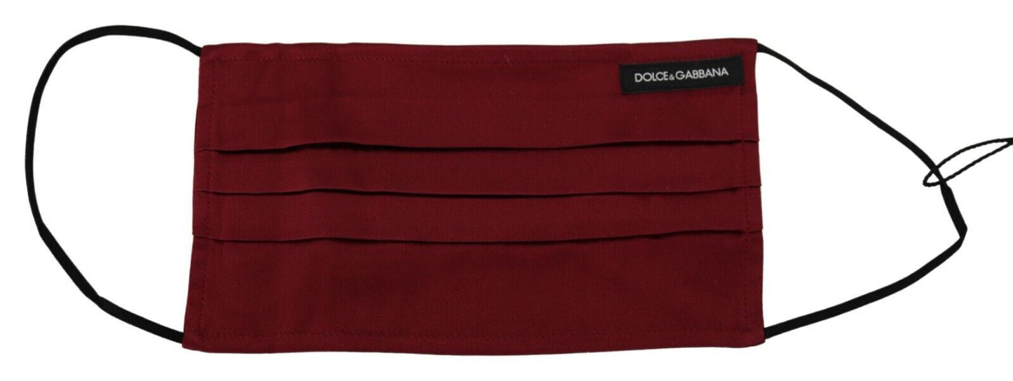 Dolce & Gabbana Elegant Maroon Silke Plisseret Ansigtsmaske