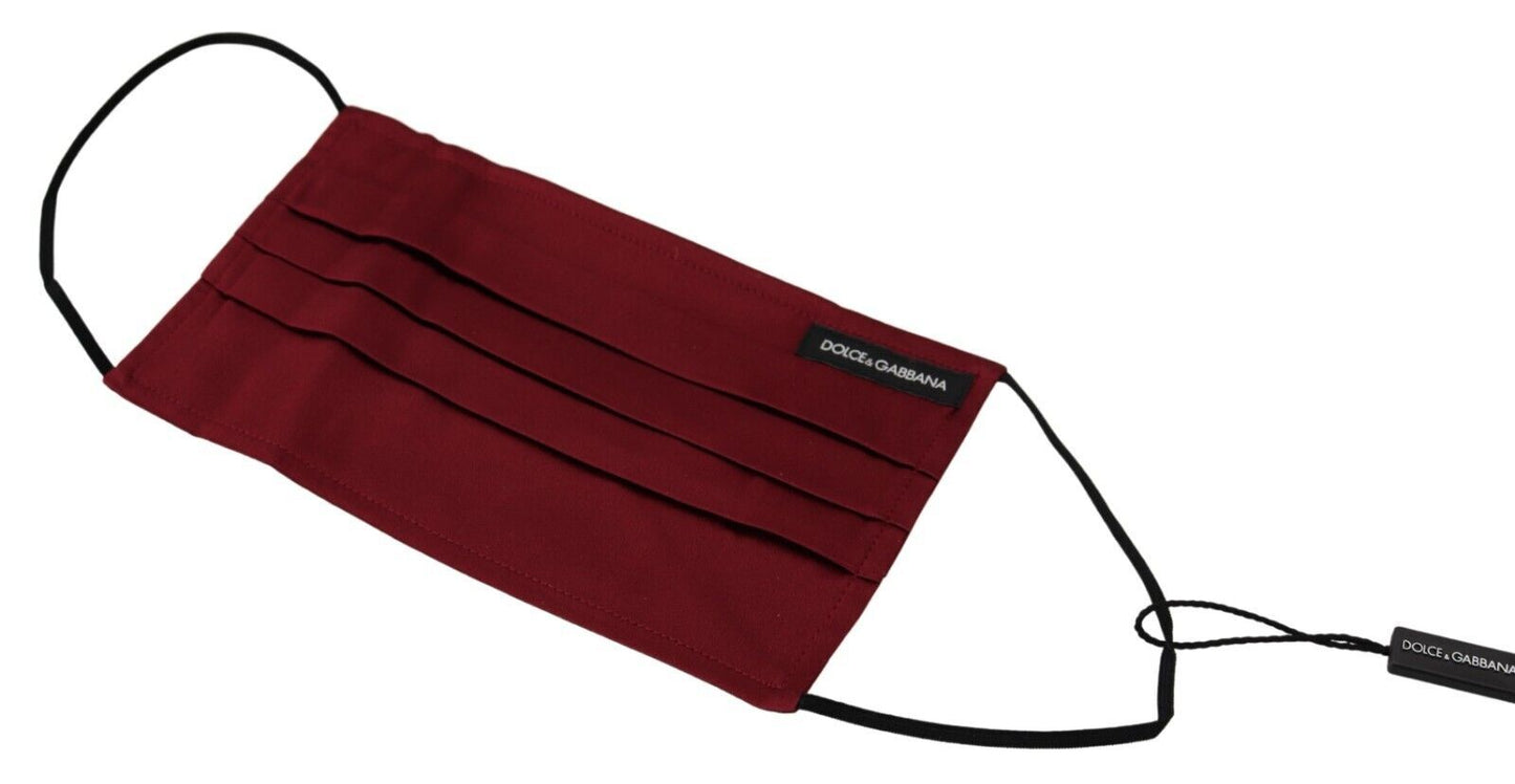 Dolce & Gabbana Elegant Maroon Silke Plisseret Ansigtsmaske