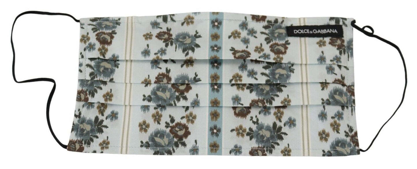 Dolce & Gabbana Chic Hvid Blomsterprintet Plisseret Bomuld Ansigtsmaske