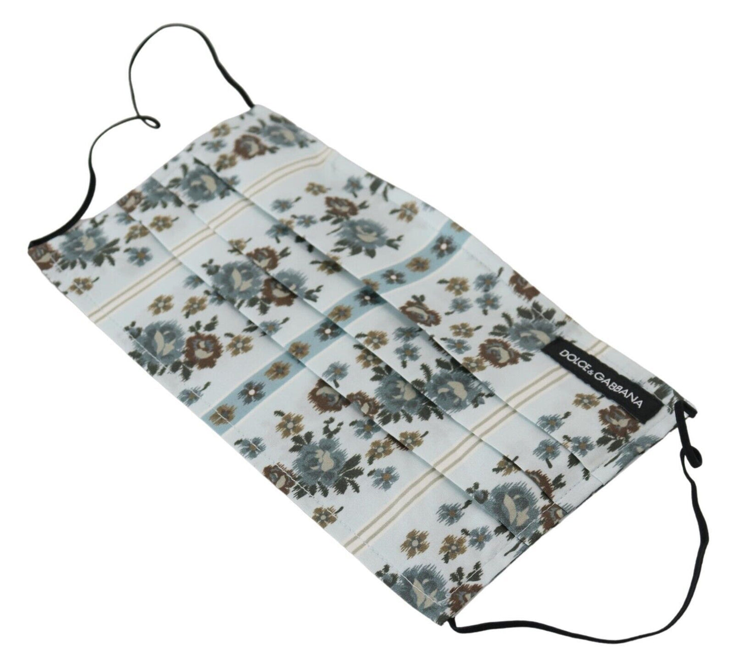 Dolce & Gabbana Chic Hvid Blomsterprintet Plisseret Bomuld Ansigtsmaske