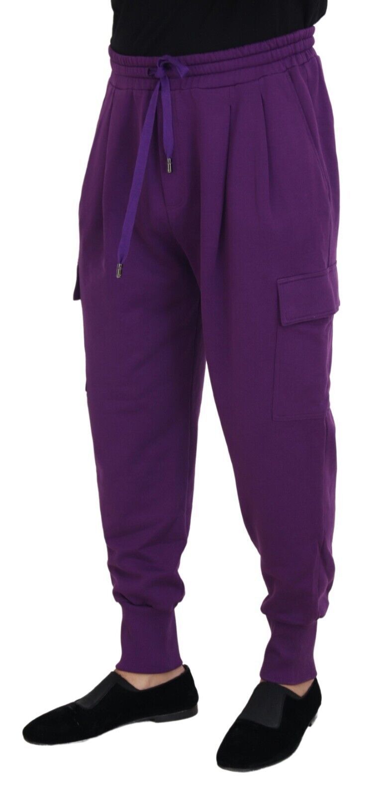 Dolce & Gabbana Elegant Lilla Cargo Joggingbukser i Bomuld
