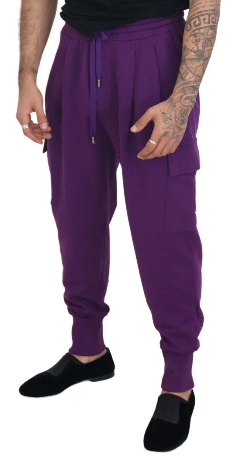 Dolce & Gabbana Elegant Lilla Cargo Joggingbukser i Bomuld