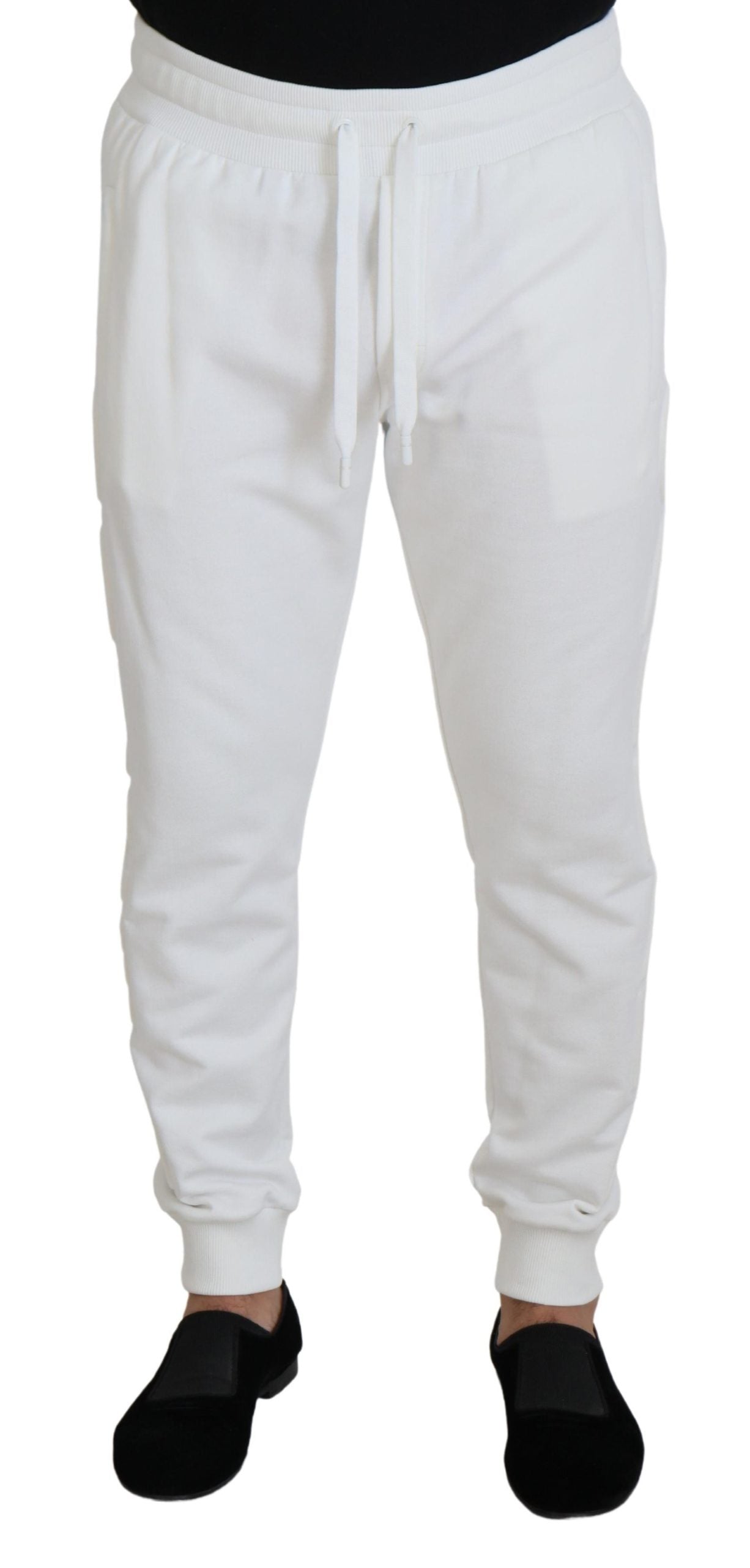 Dolce & Gabbana Elegante Hvide Joggingbukser i Bomuld