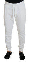 Dolce & Gabbana Elegante Hvide Joggingbukser i Bomuld