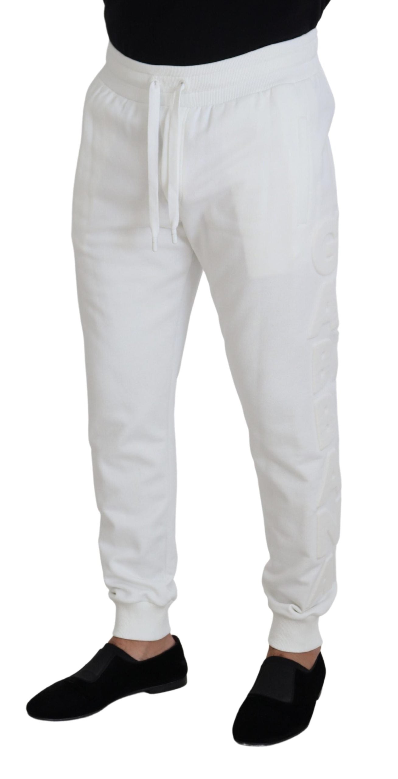 Dolce & Gabbana Elegante Hvide Joggingbukser i Bomuld