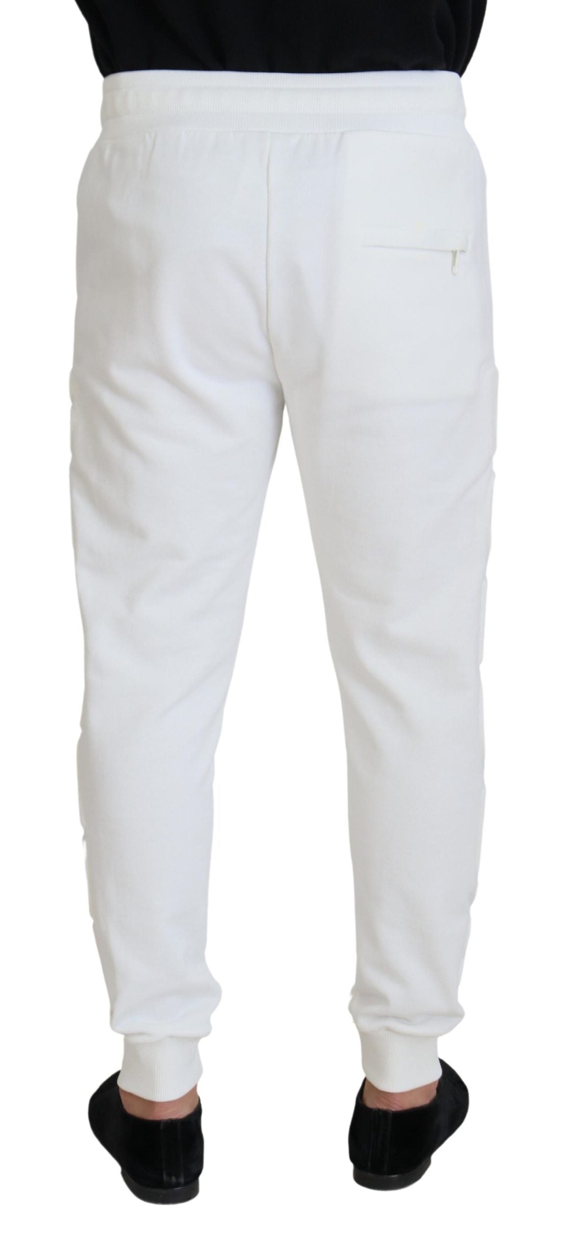 Dolce & Gabbana Elegante Hvide Joggingbukser i Bomuld