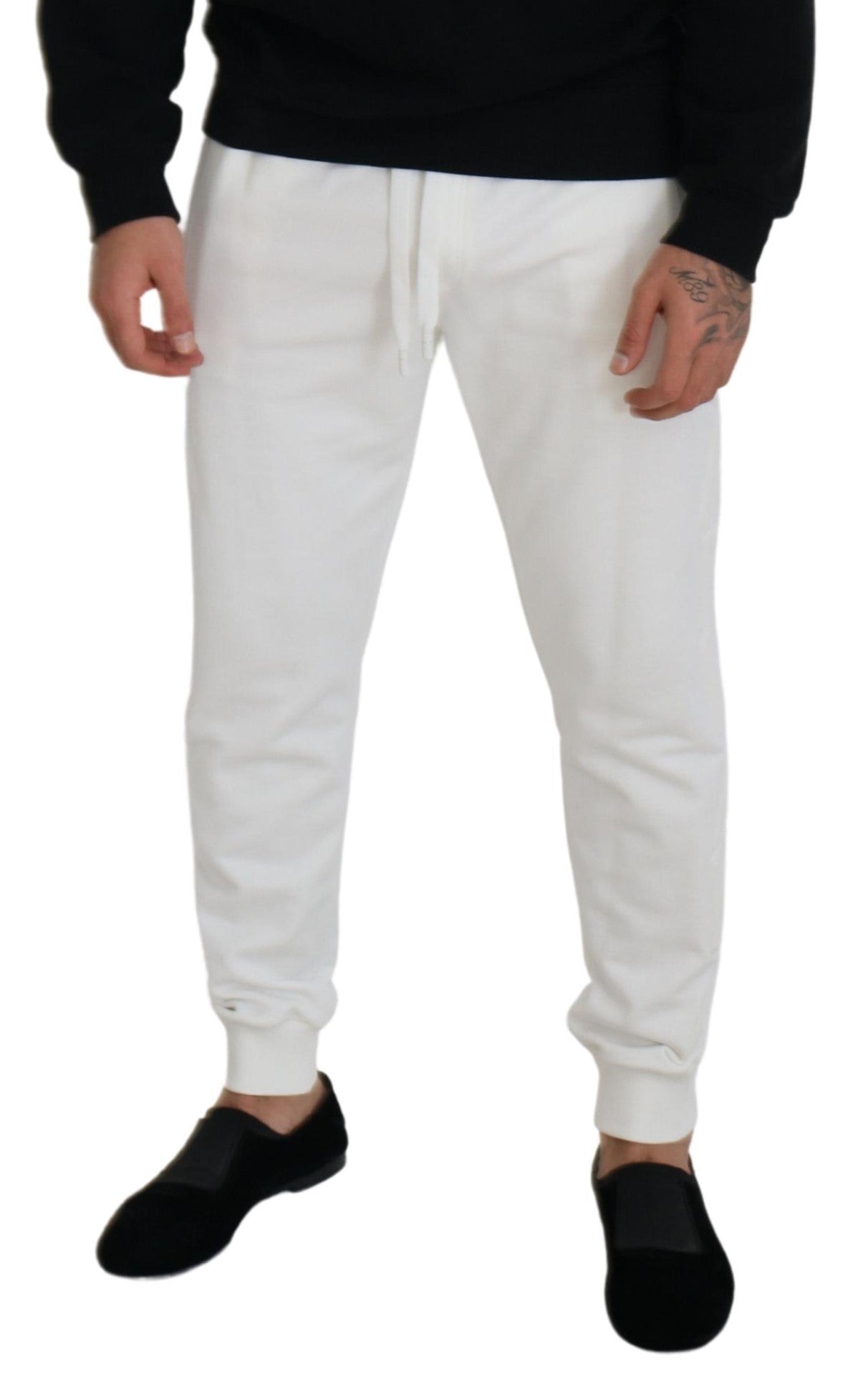 Dolce & Gabbana Elegante Hvide Joggingbukser i Bomuld
