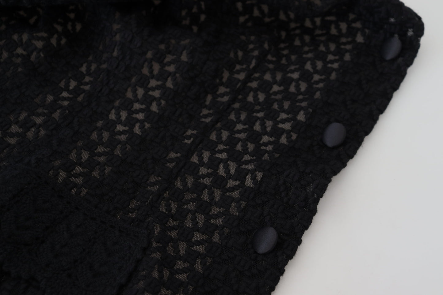 Dolce & Gabbana Elegant Sort Dunjakke i Uldblanding med Knapper