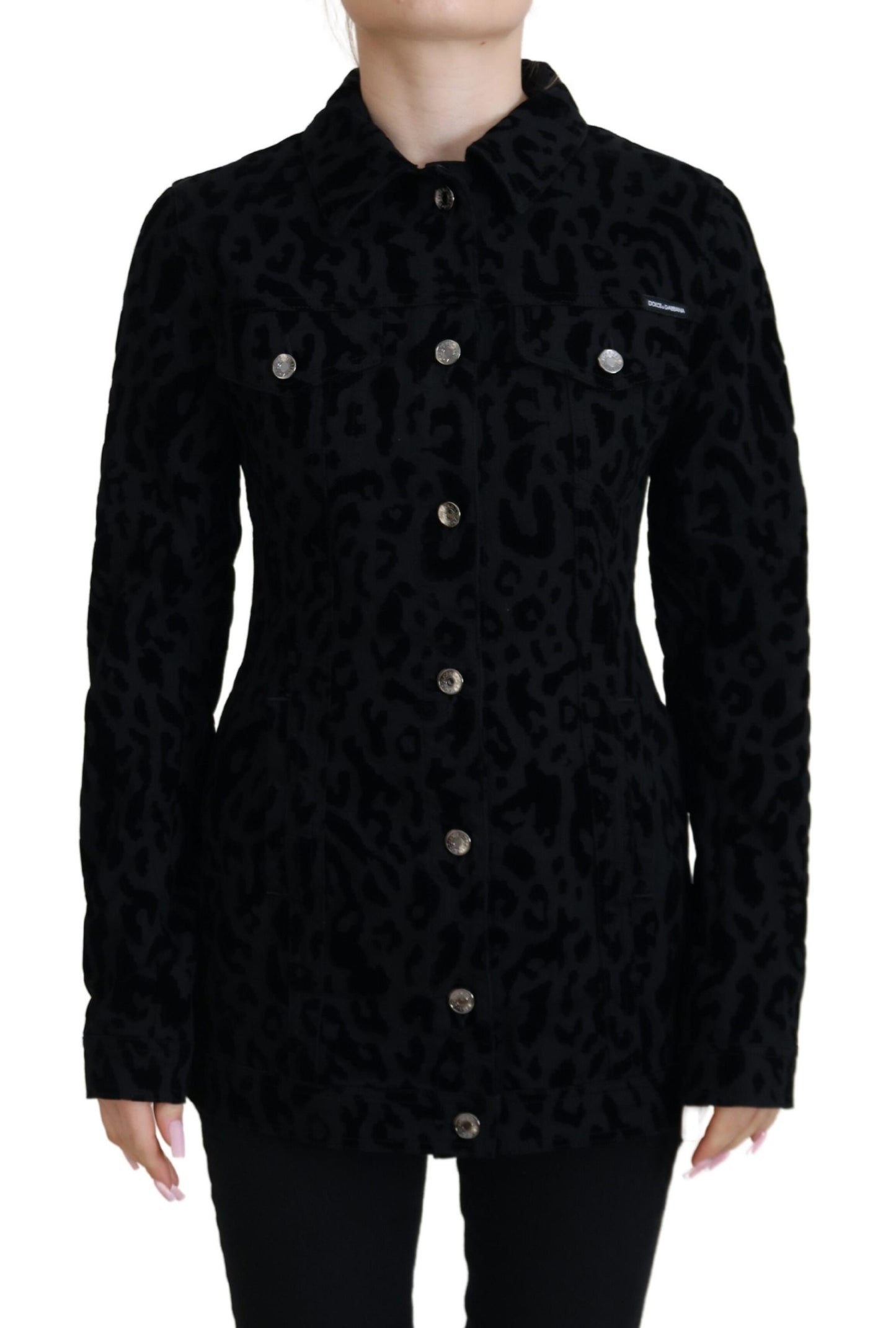 Dolce & Gabbana Chic Leopardmønster Denimjakke