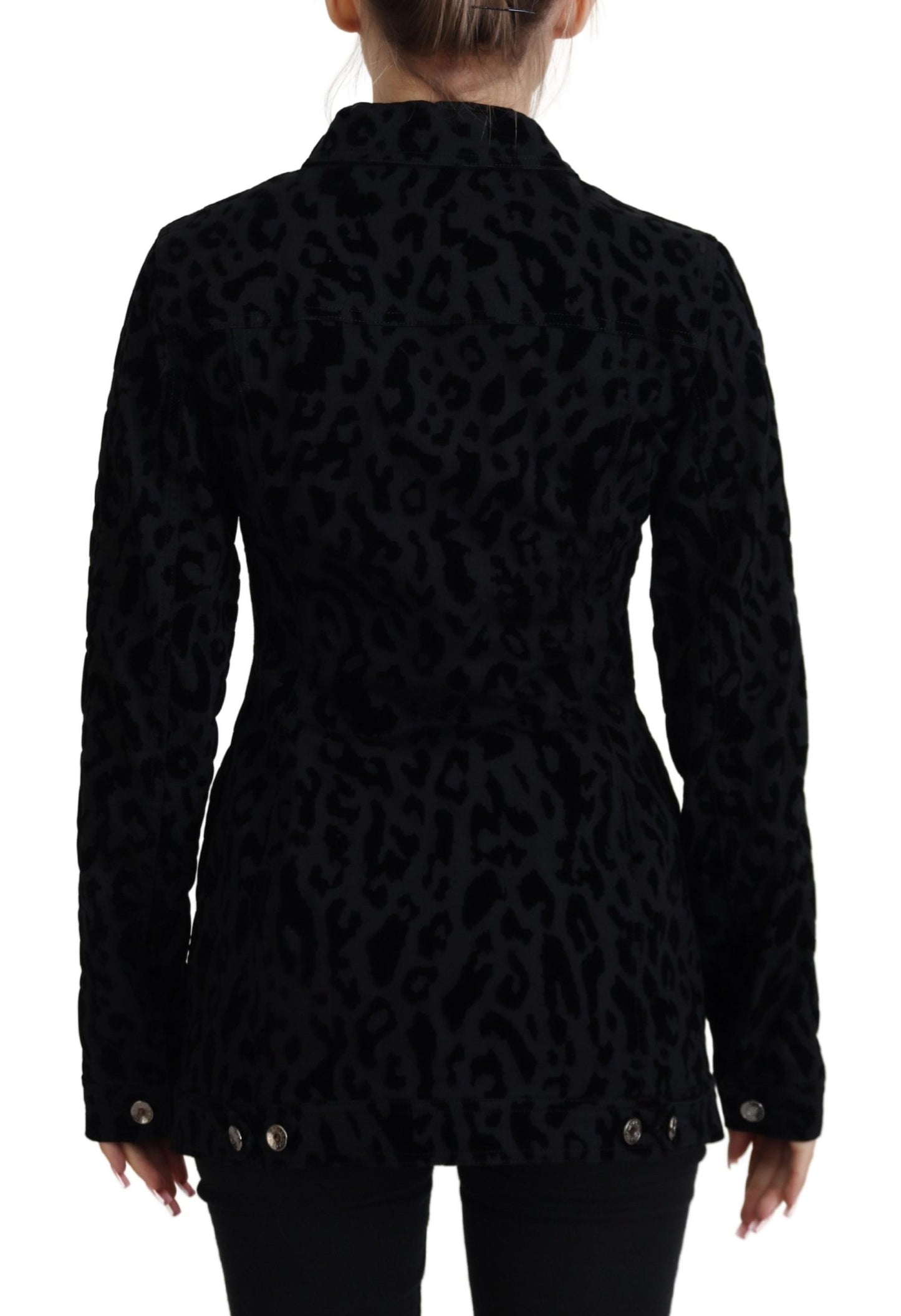 Dolce & Gabbana Chic Leopardmønster Denimjakke