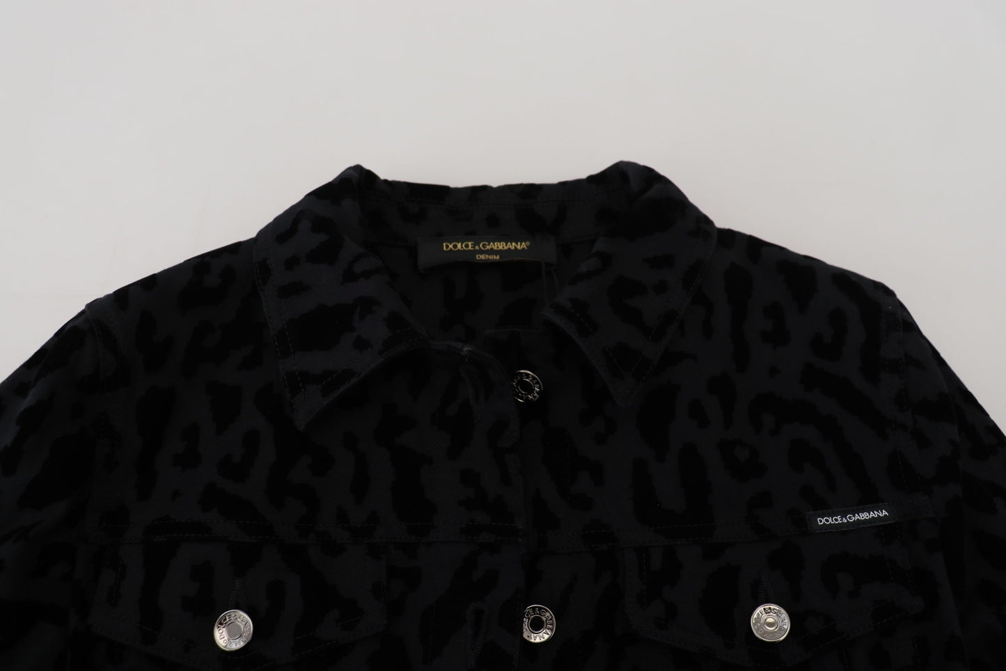 Dolce & Gabbana Chic Leopardmønster Denimjakke