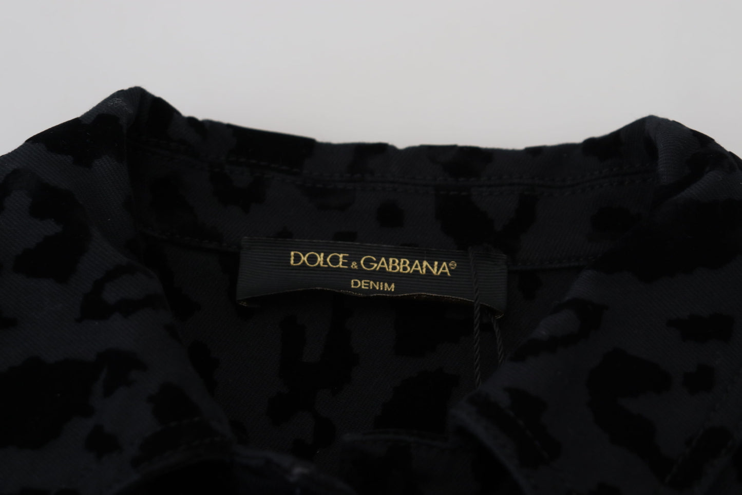 Dolce & Gabbana Chic Leopardmønster Denimjakke