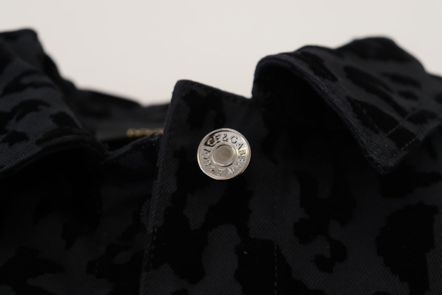 Dolce & Gabbana Chic Leopardmønster Denimjakke