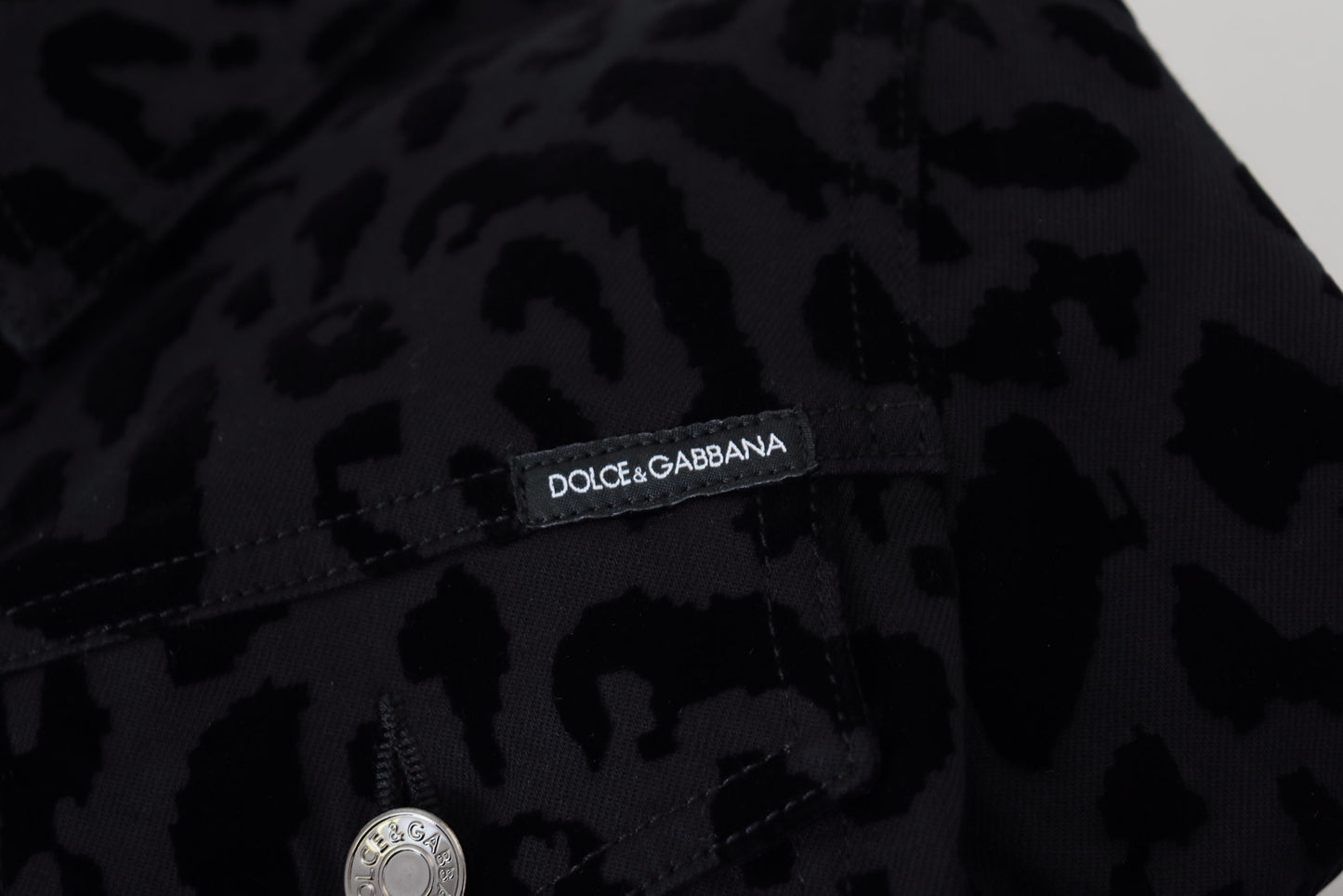 Dolce & Gabbana Chic Leopardmønster Denimjakke