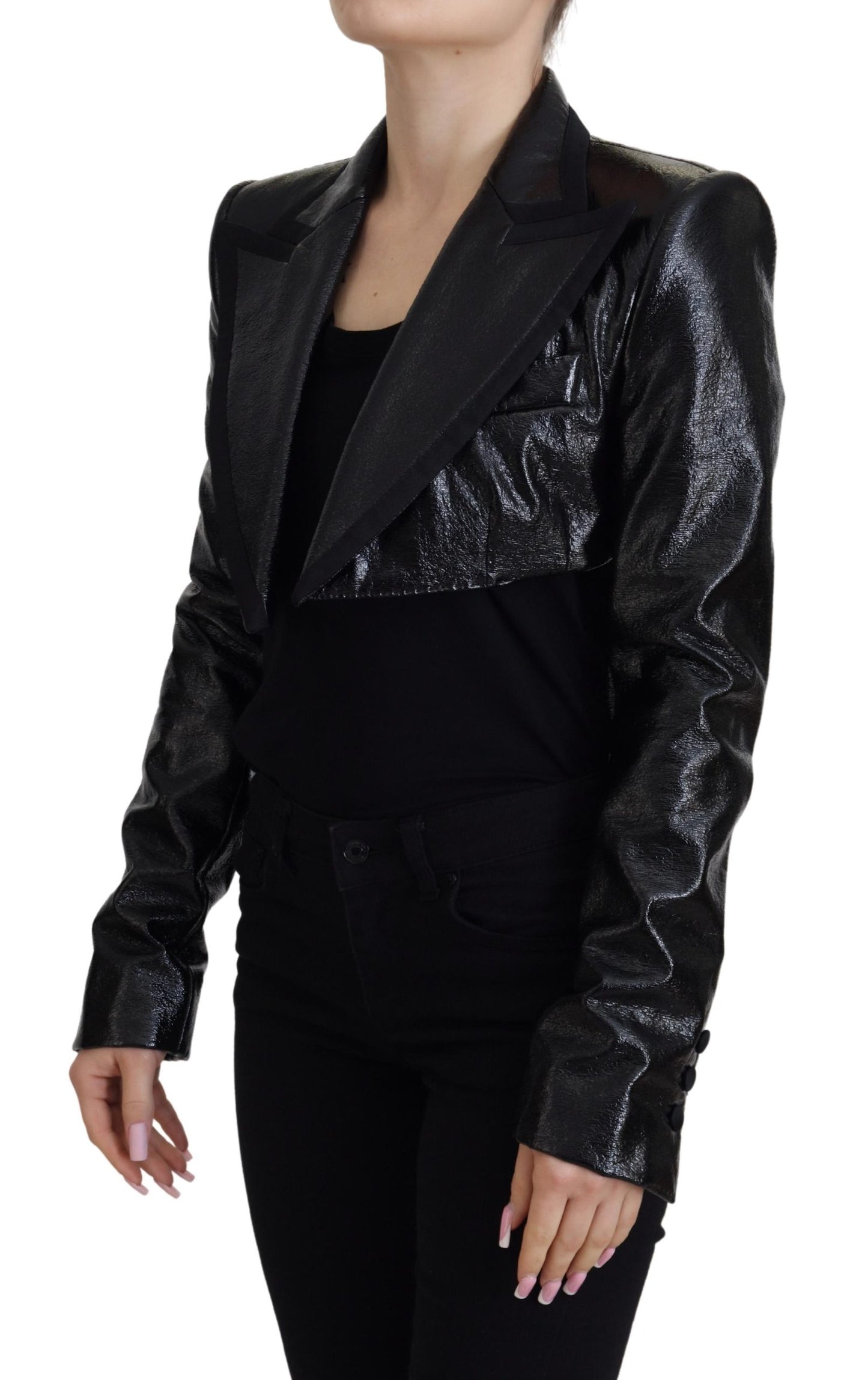 Dolce & Gabbana Elegant Cropped Sort Designerjakke