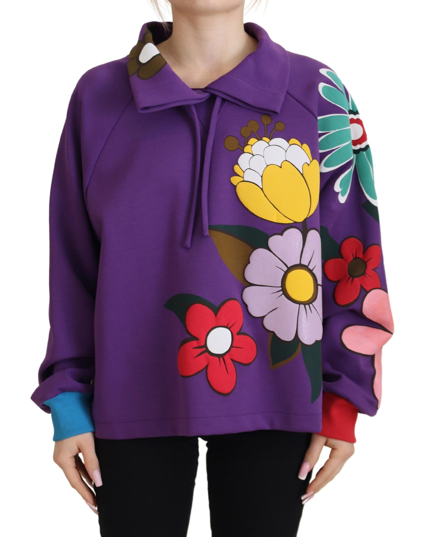 Dolce & Gabbana Elegant Lilla Blomsterpullover