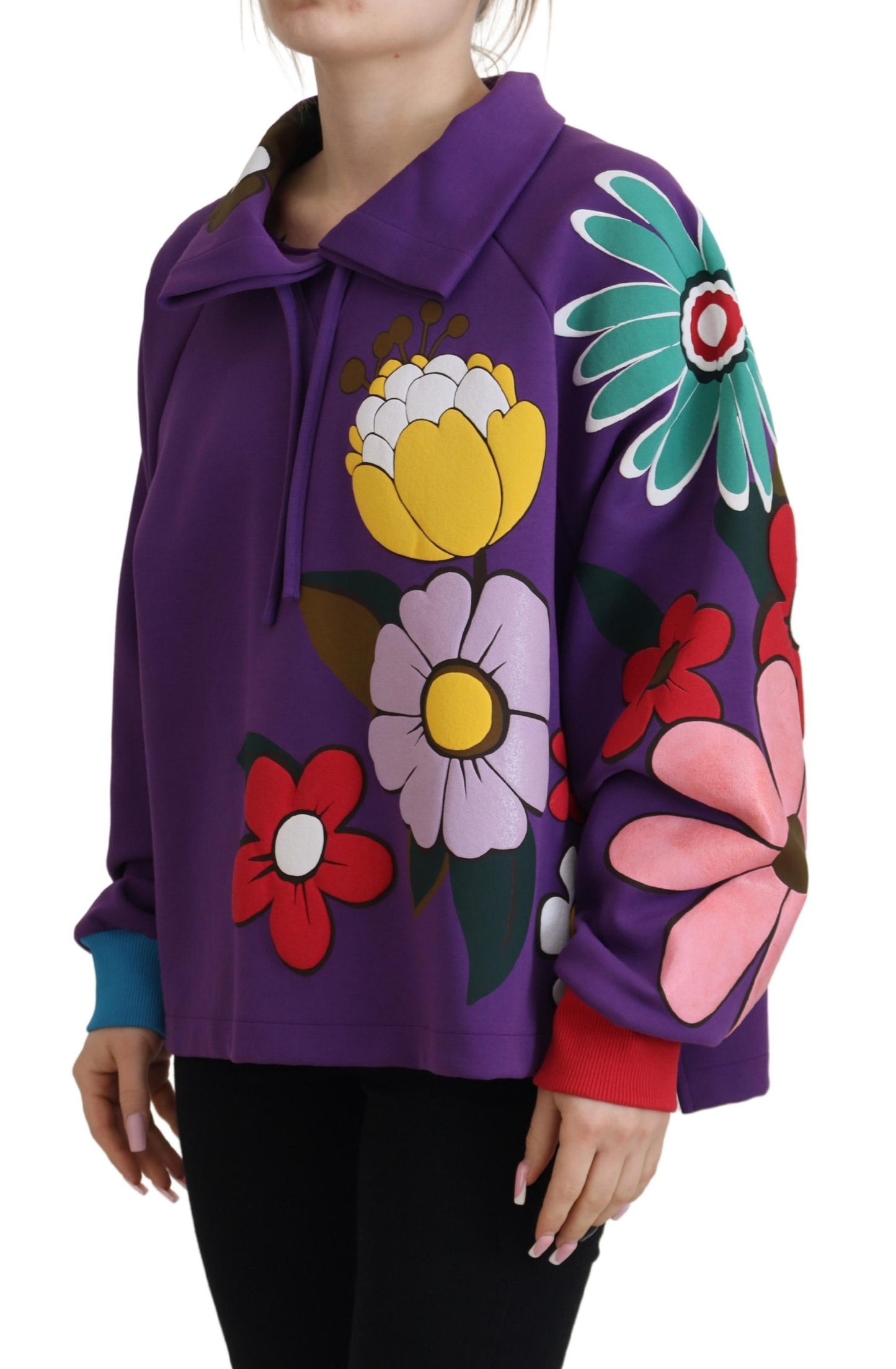 Dolce & Gabbana Elegant Lilla Blomsterpullover