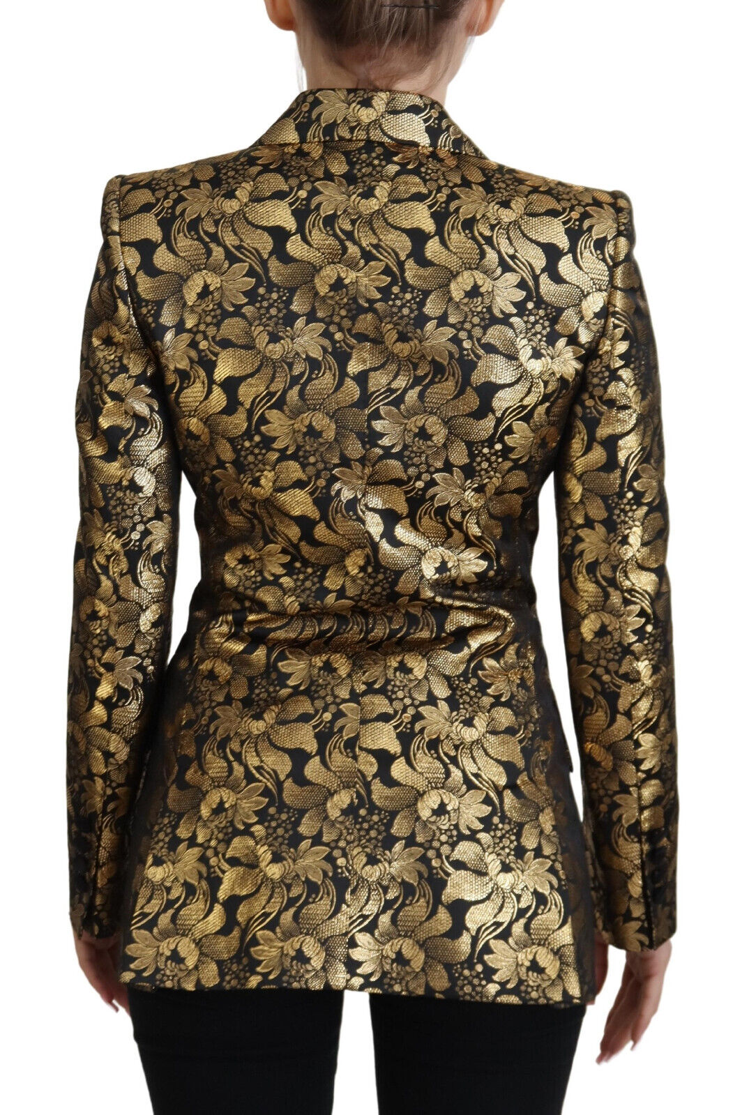 Dolce & Gabbana Elegant Sort og Guld Blomsterjakke